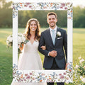 32 x 24 Inch Floral Photo Booth Frame Prop, DIY PVC Cutouts Photo Booth Selfie Frame for Bridal Shower, Wedding, Baby