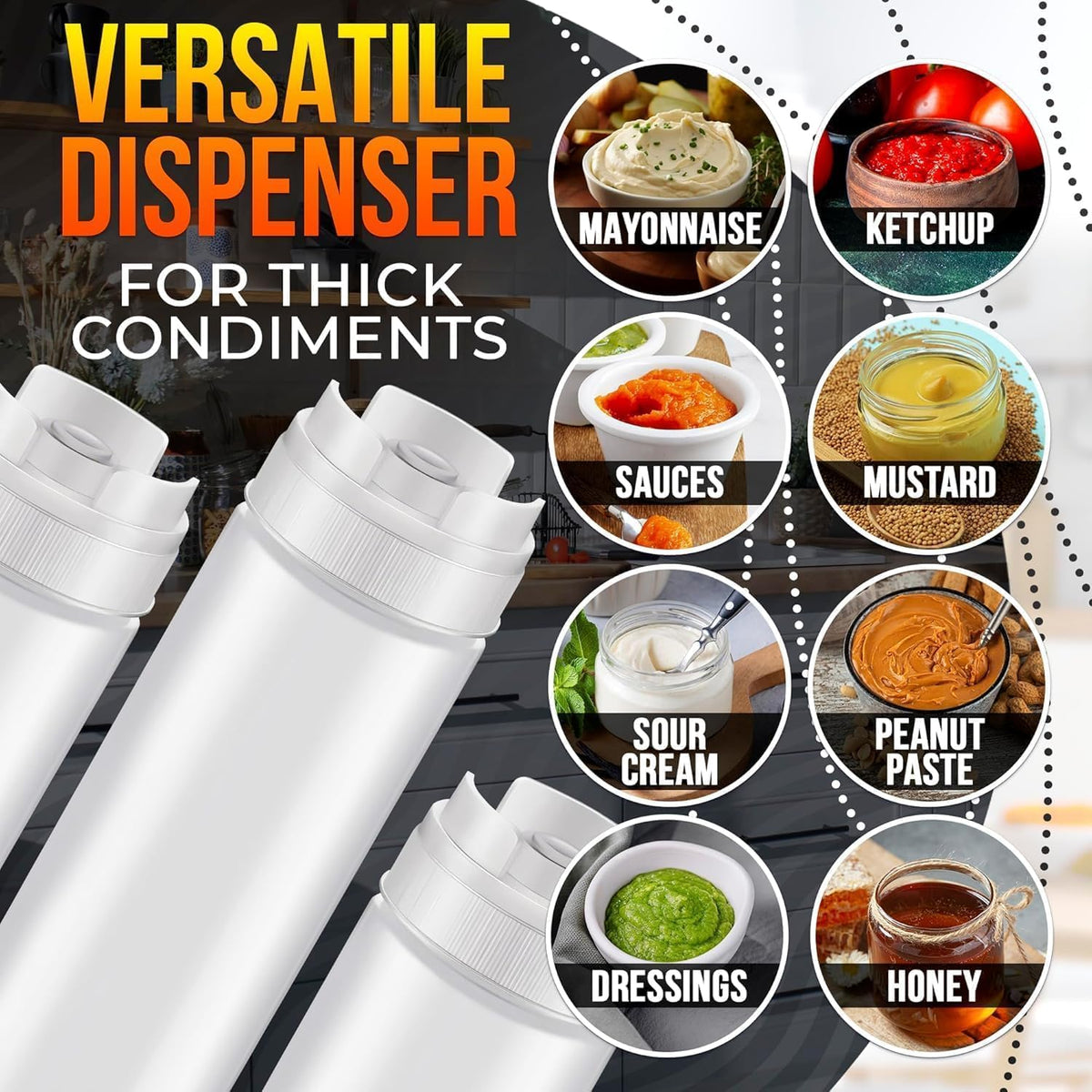 3 Pcs 16 oz Inverted Condiment Squeeze Bottles for Sauces, Refillable