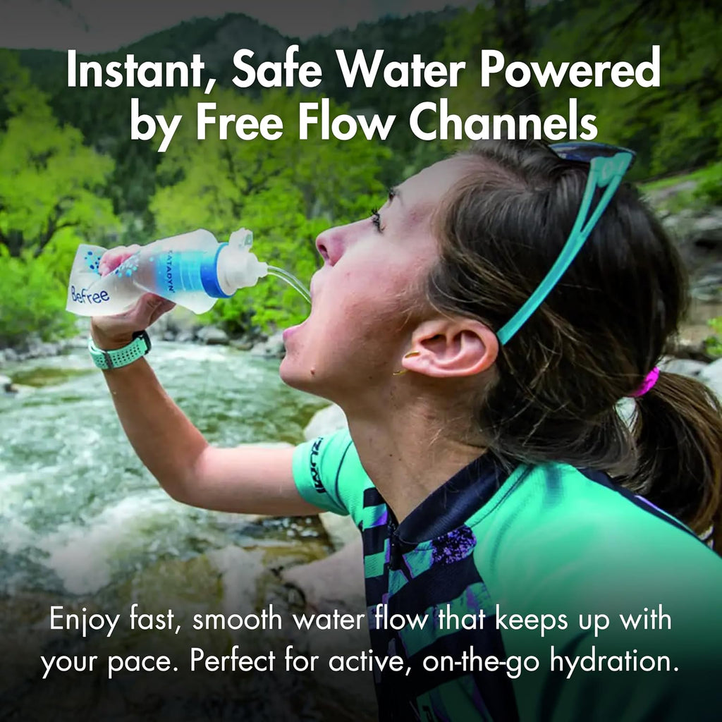 BeFree Collapsible Water Filter Bottle 0.6L, Hiking & Trail Running | Ultralight 59g Hollow-Fiber Membrane Reduces