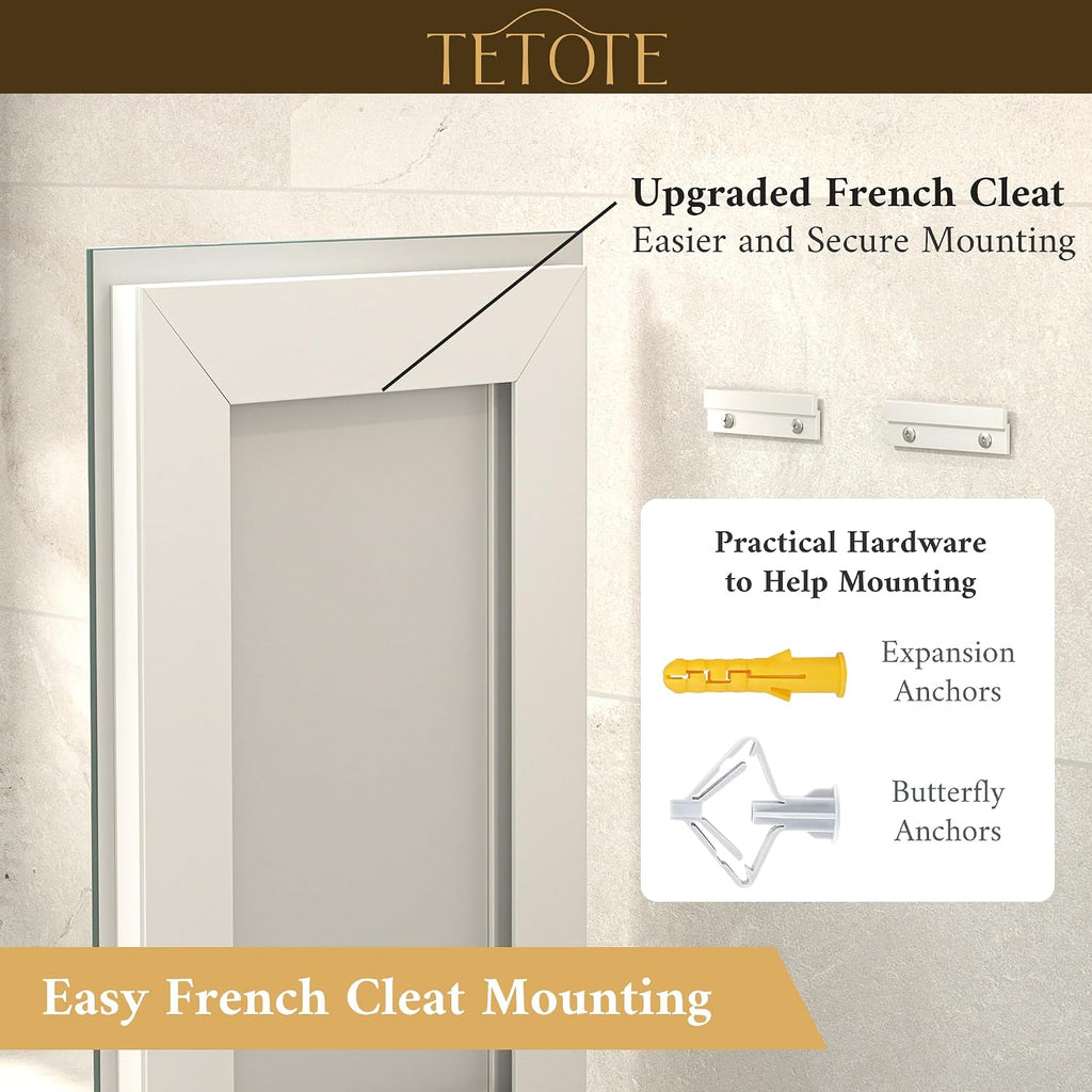 LED Bathroom Mirror 24 x 30 Inch Lighted Bathroom Vanity Mirror with Lights, Brighter Frontlit and Backlit Light up