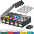 Trading Card Storage Box with Commander Display Holds 4200+ Cards | Dual-Function Magnetic Lid, Adjustable Storage