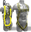 Safety Harness Fall Protection Kit - Construction Roof Full Body Harness With 6FT Shock Absorbing Lanyard & Snap