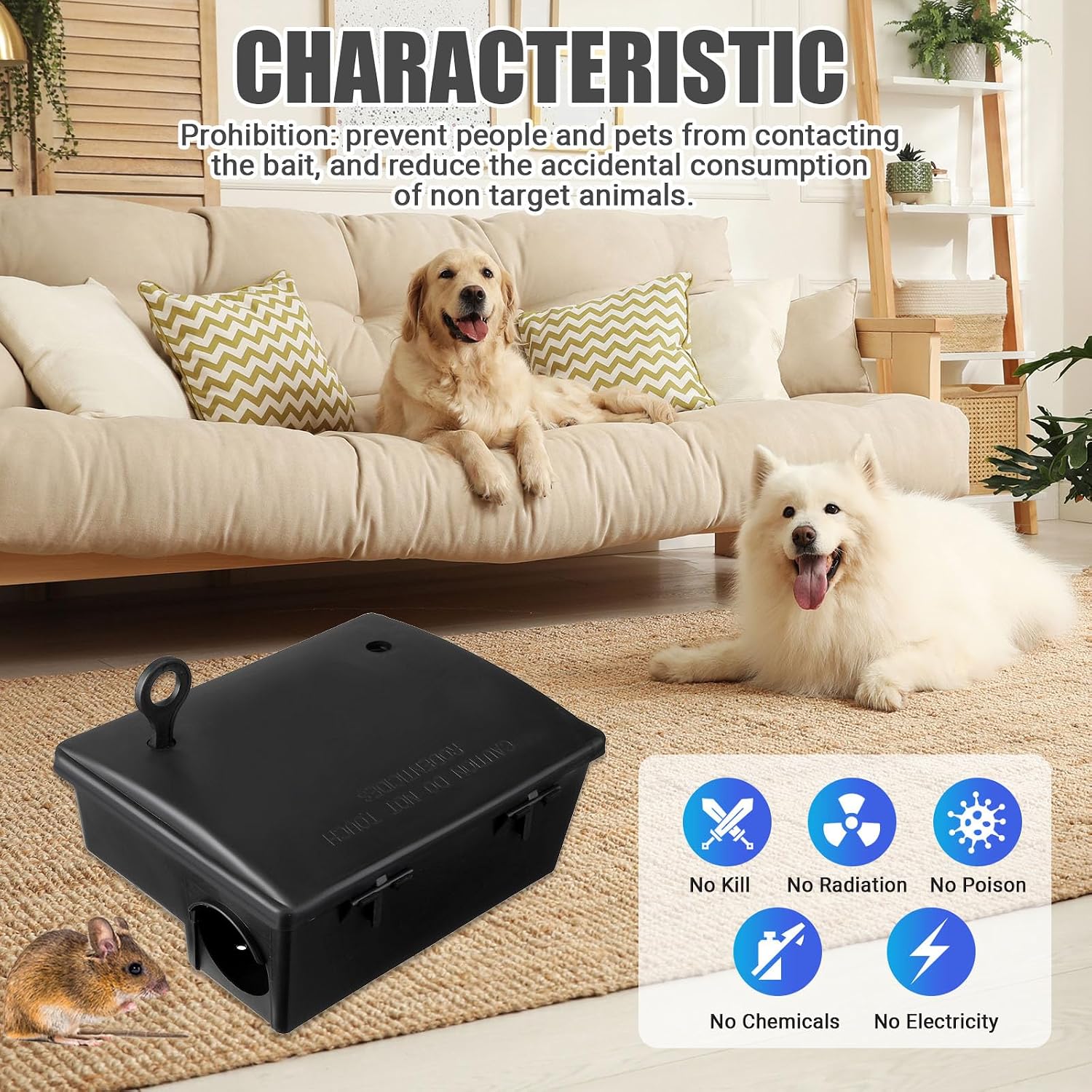 4 Pack Rat Bait Station with Key,8.66 x 7.5 x 3.9 in,Classic | Fits Rats and Mice, Rodents with Lockable, Durable