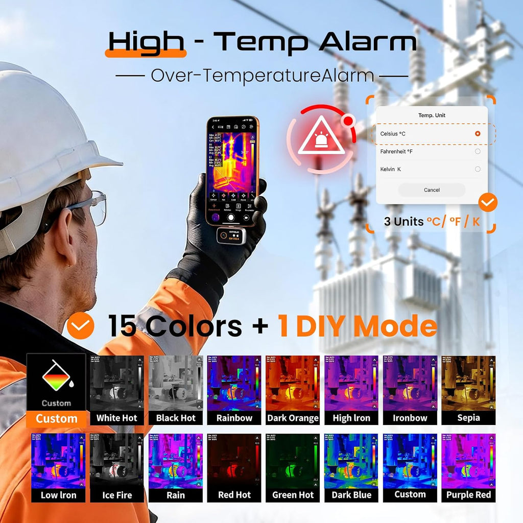 Thermal Imaging Camera for Android/iphone 15/16/17 iOS Series 192x192 IR Resolution– Water Leak Detection HVAC