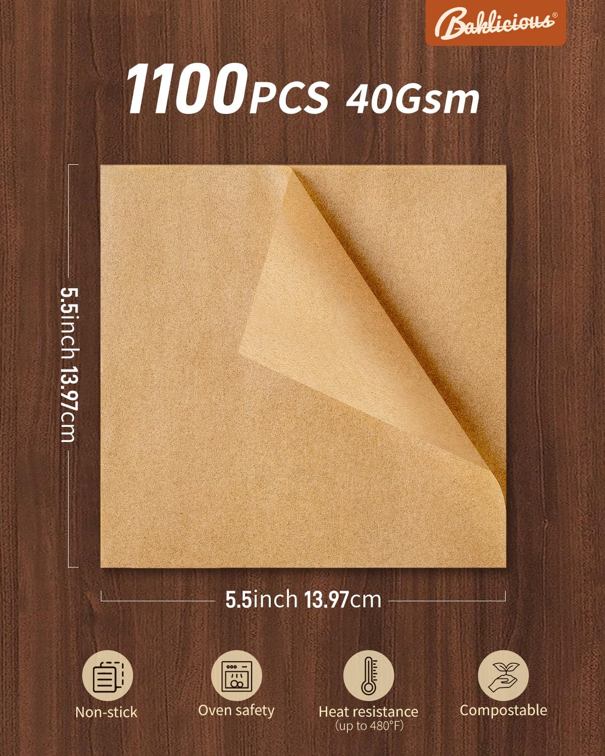 5.5x5.5inch 1100pcs Unbleached Non-Stick Hamburger Patty Paper