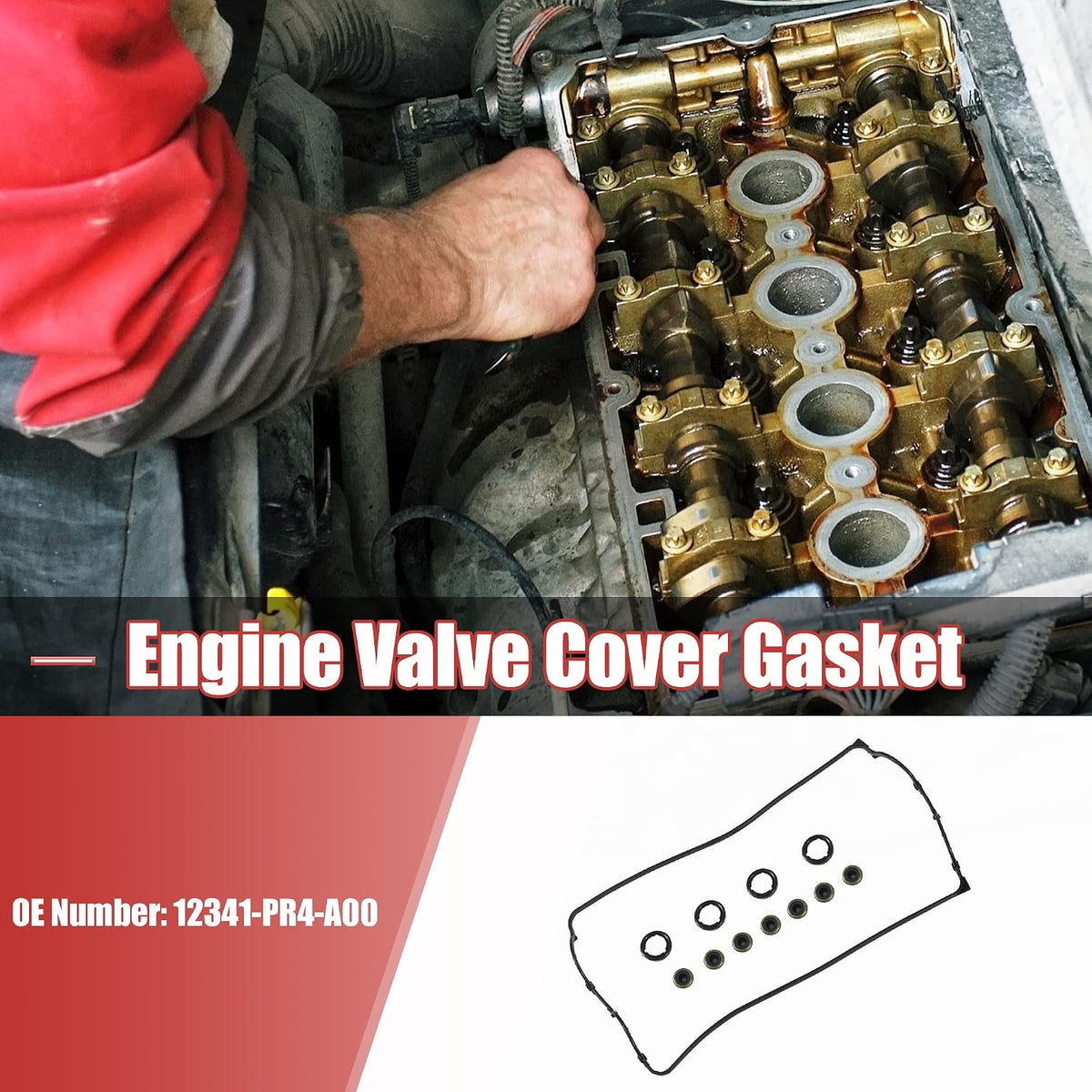 X AUTOHAUX 1 Set 12341-PR4-A00 Engine Valve Cover Gasket for Honda CR-V L4 2.0L 1997-2001 for Acura Integra L4 1.8L 1990-2001