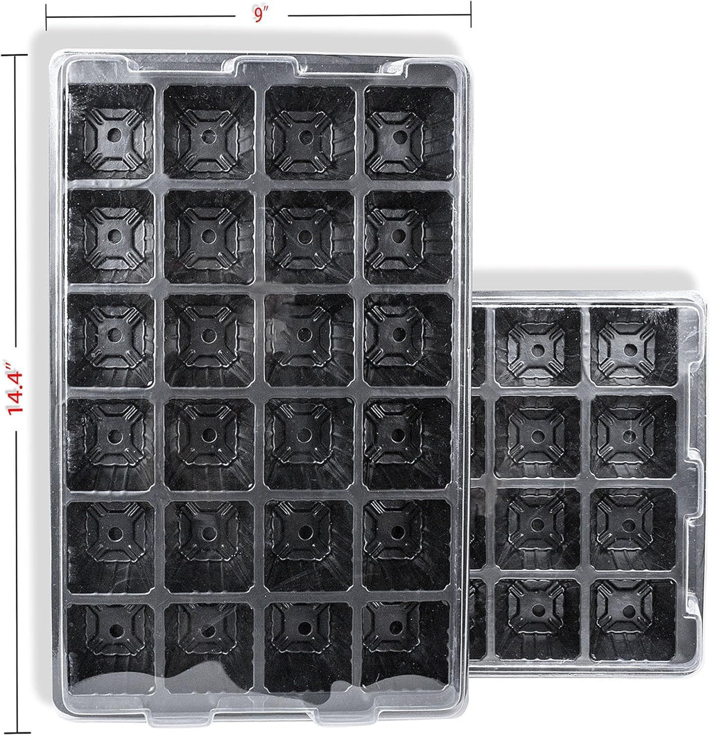 10 Pack -240 Cells -24 Grow Trays with Humidity Dome and Cell Insert - Mini Propagator for Seed Starting and Growing