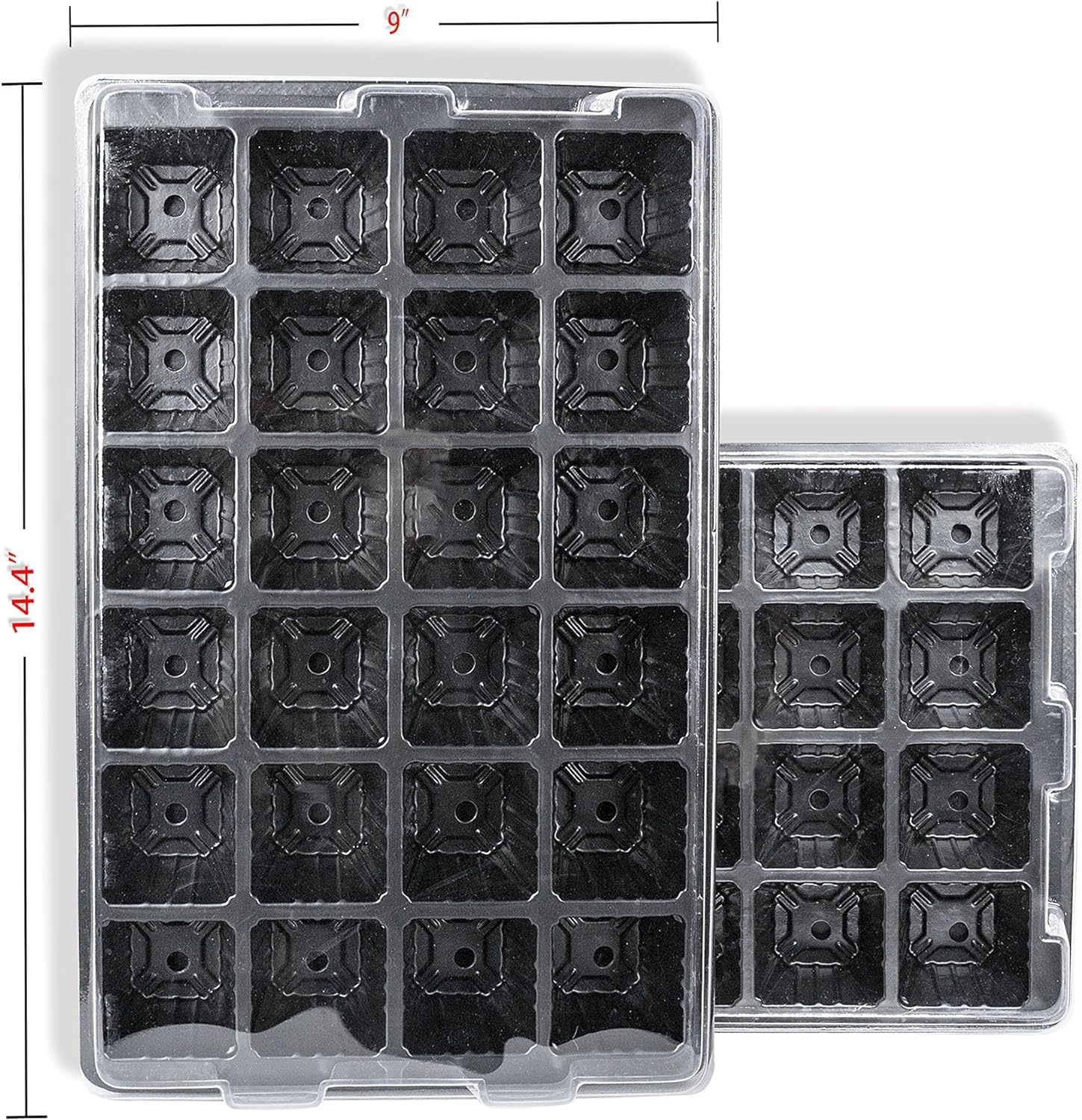 10 Pack -240 Cells -24 Grow Trays with Humidity Dome and Cell Insert - Mini Propagator for Seed Starting and Growing