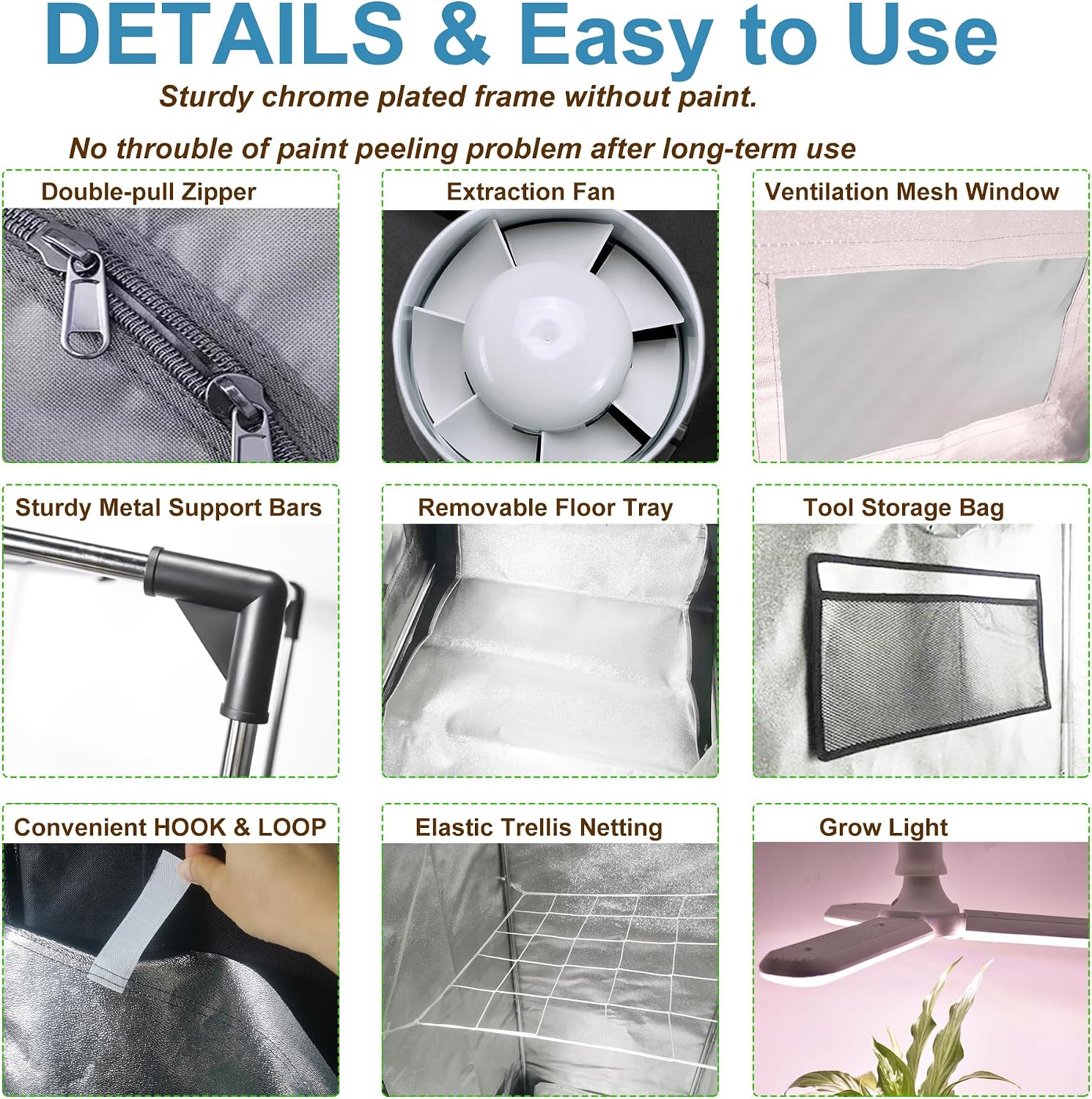 4x4 Grow Tent Kit Complete High Reflective Mylar Indoor Grow Tent 48"x48"x80"+ LED Grow Light Combo Hydroponics