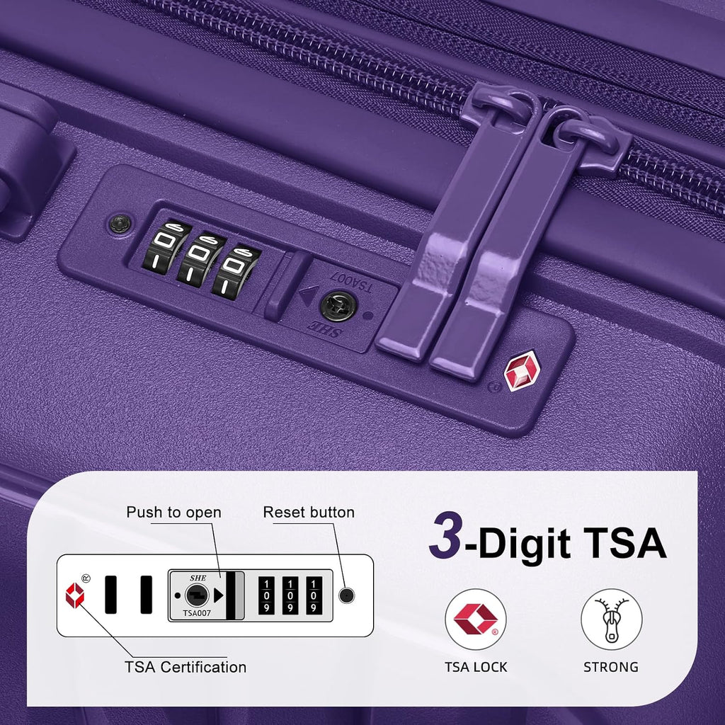 Luggage Sets 3 Piece, Expandable Hardside PP Carry On Luggage Suitcase with 360° Spinner Wheels TSA Lock Suitcase Set
