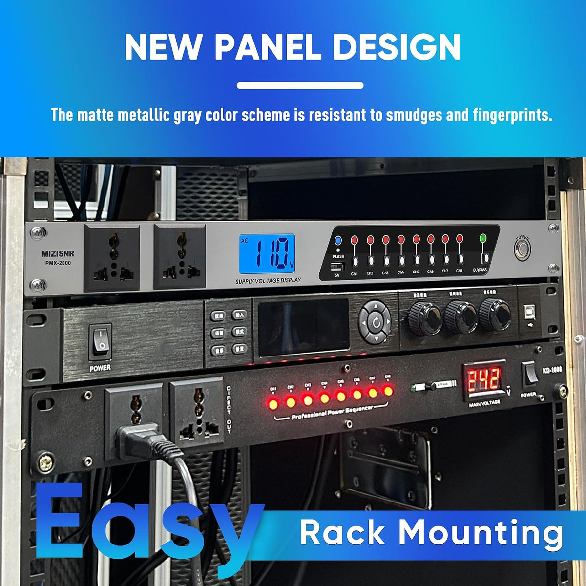 Power Conditioner, 20 Amps 10 Outlet Rack Mount Power Sequencer for Audio Equipment, 2000w Power Supply with 8