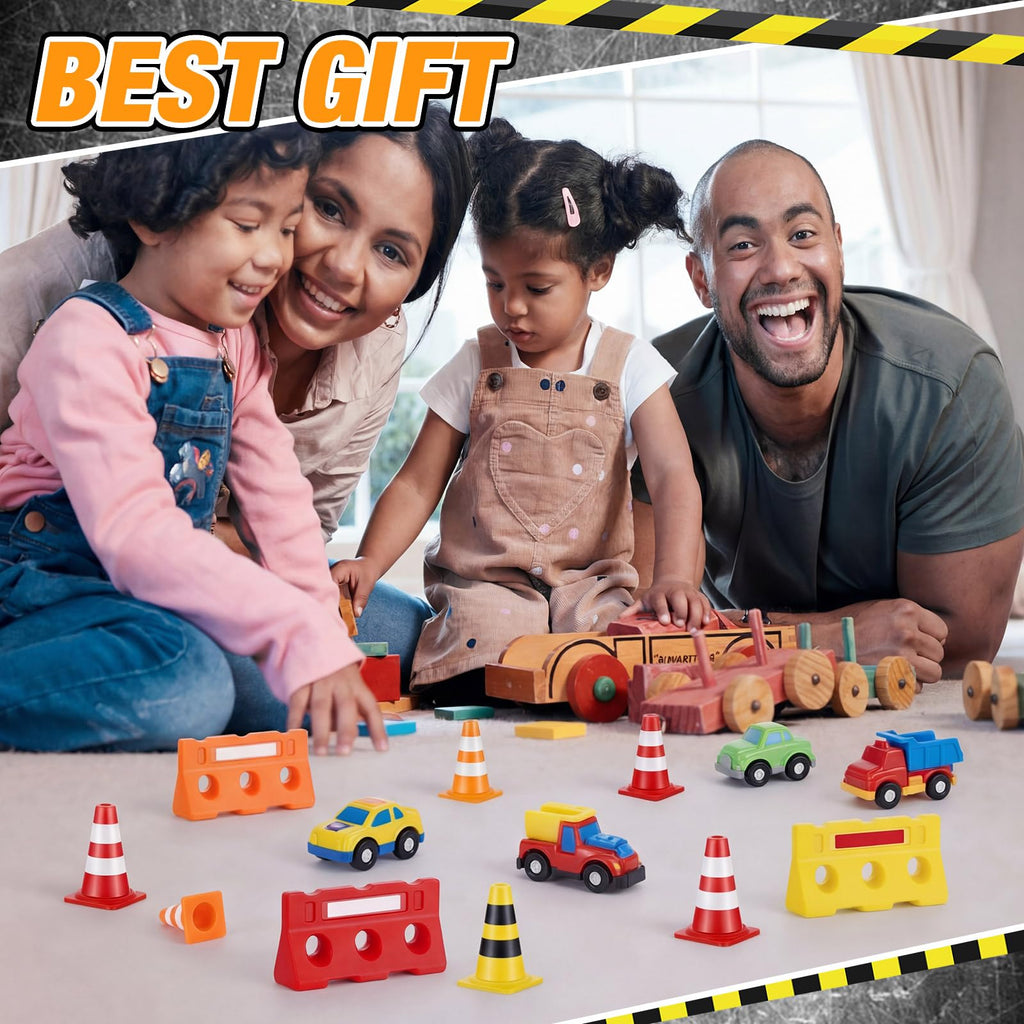 60 Pcs Mini Traffic Cones Barricade Set, Tiny Construction Signs