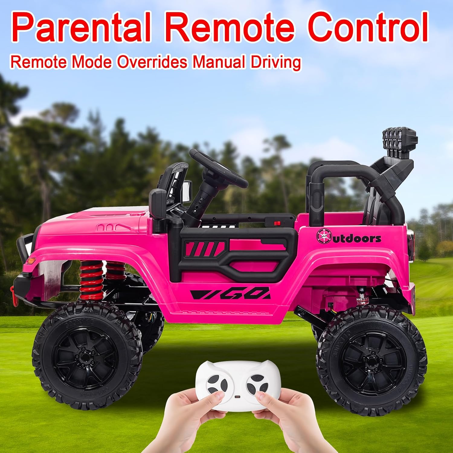 XL 24V 2 Seater Ride On Truck with EVA Tire, Battery Powered Electric Ride On Car with Remote Control, Bluetooth, Pink