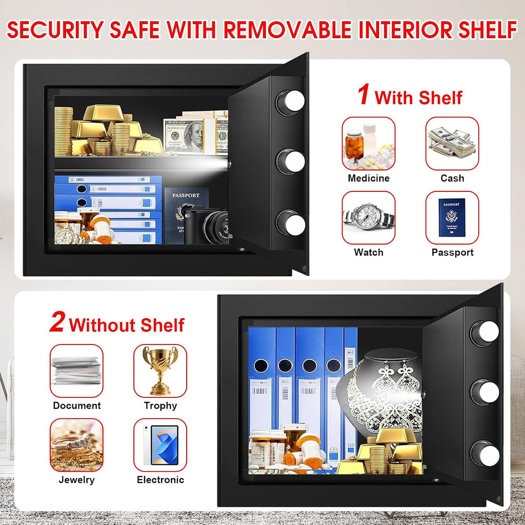 1.8 Cuft Safe Box Fireproof Waterproof, Small Safe for Home Use Fire and Water Proof with Combination Lock, Alarm
