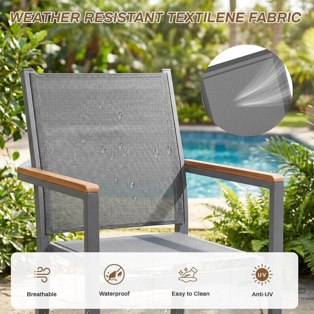 Set of 4 Stackable Patio Chairs, Aluminum Dining Chairs