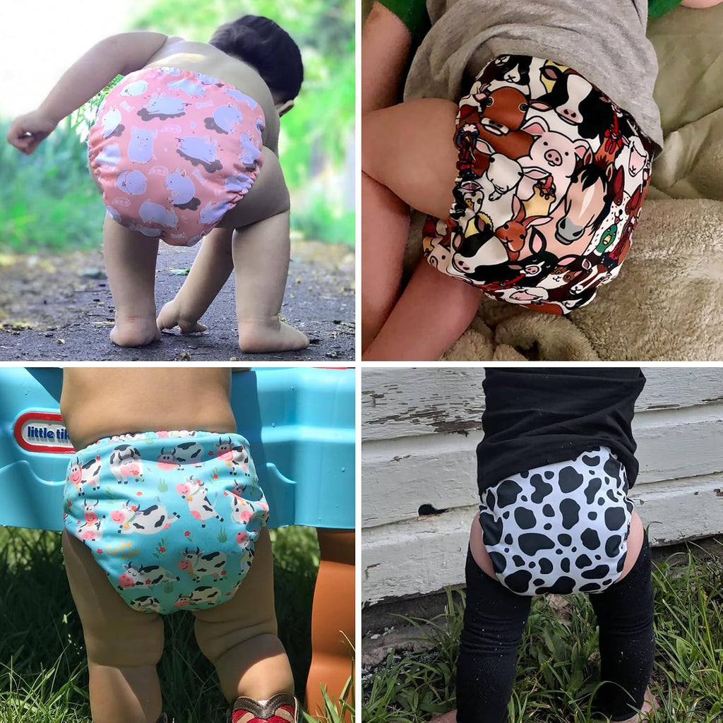 6 Pack Reusable Cloth Diapers 3.0 for Babies Girls Newborn, One-Size Adjustable Baby Diaper, Durable Stitching, Back