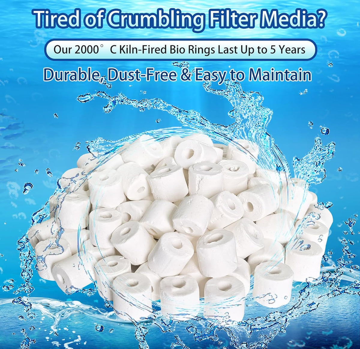 Aquarium Bio Ceramic Rings 2 lbs Filter Media for Pond Canister Reef Tank