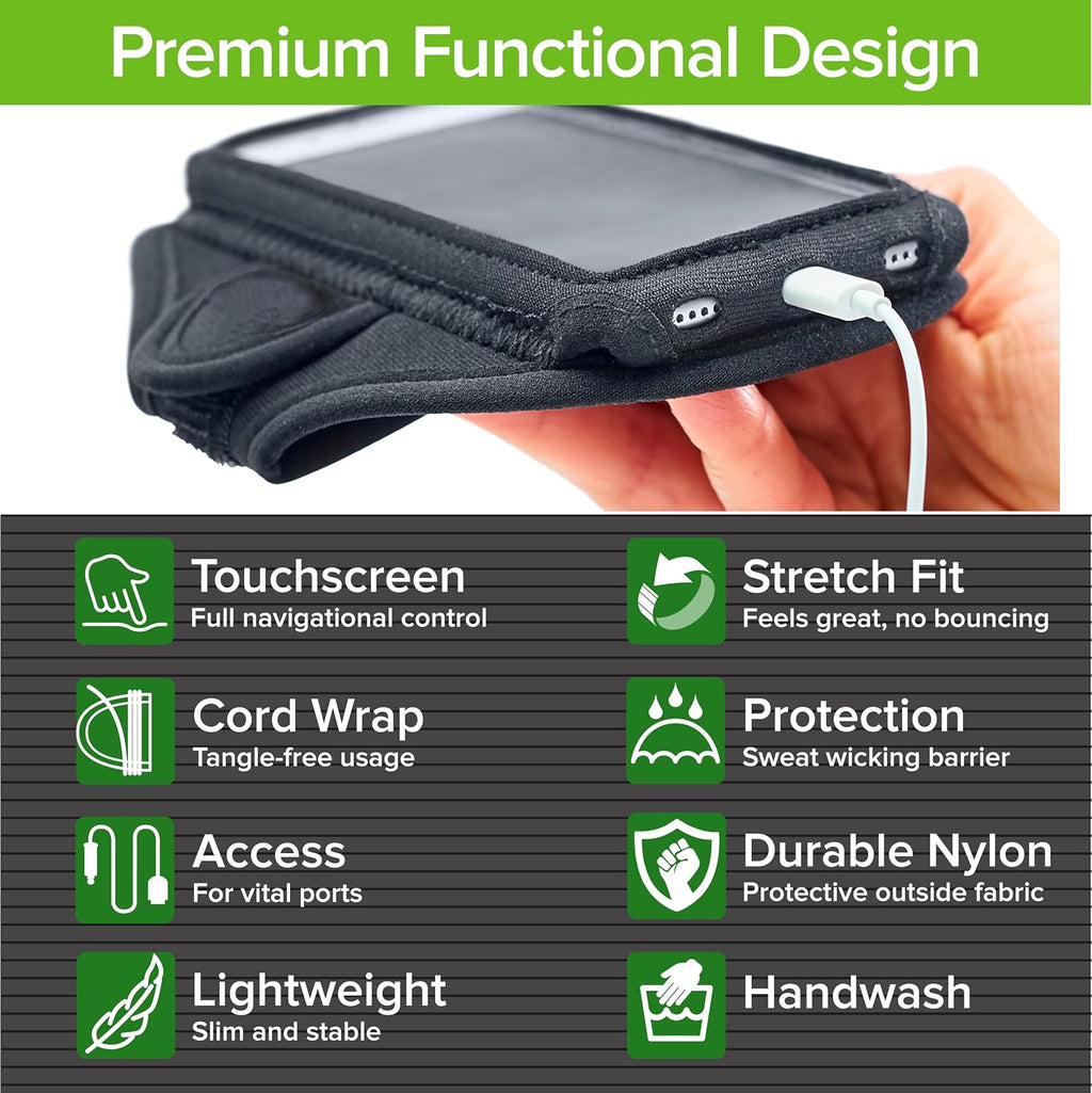 AB91 Running Armband – Flexible, No-Slip Holder for Large Phones | iPhone 17/16/15/14/13/12 & Pro, Sweat-Resistant