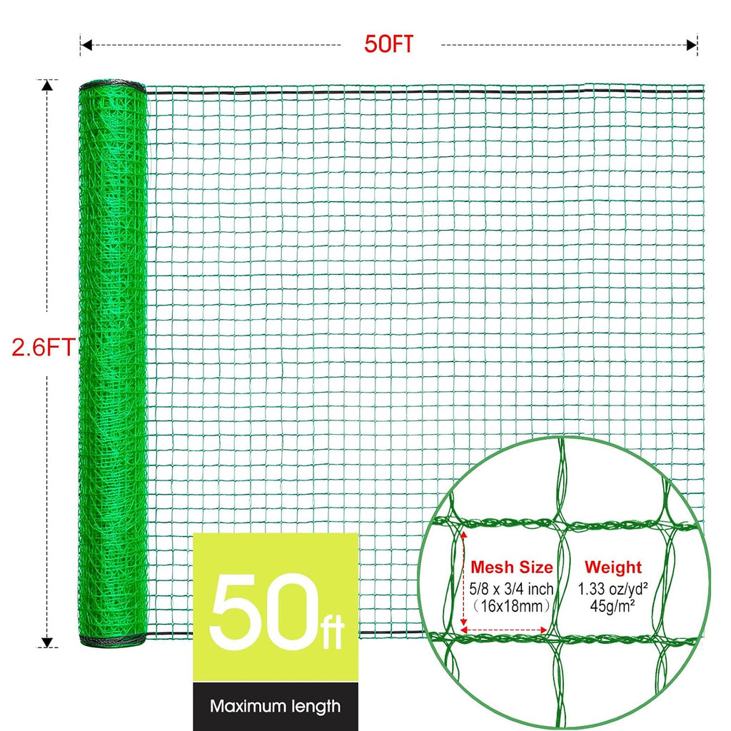 Deer Fence, Temporary Fence for Garden Outdoor Yard, 2.6 x 50 FT