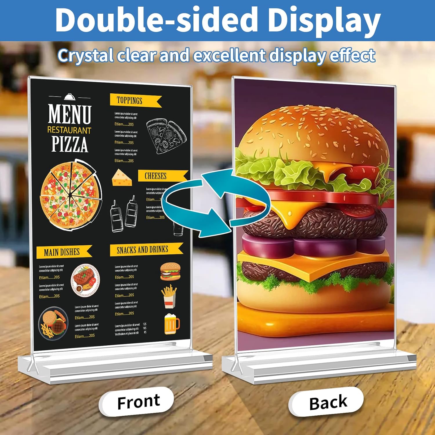 Acrylic Sign Holder 4x6 Inch,3 Pack Sign Holders Vertical | Clear, Double-Sided Display, Stands Stably, Stand Firmly