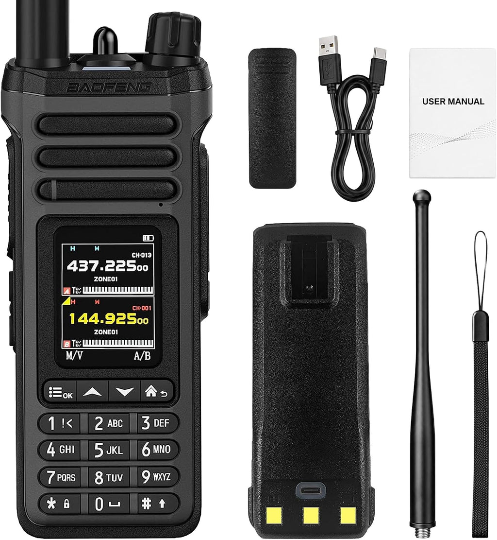 SW-9 Gray Dual Band Handheld Ham Radio, VHF UHF, NOAA Weather | Bluetooth App Programming, Air Band Receiver