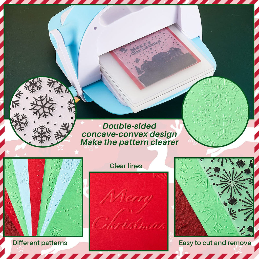 10 Pcs Christmas Embossing Folders Snowflake Deer Tree Stencils