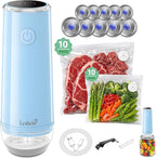 Handheld Vacuum Sealer for Food, Mason Jar Vacuum Sealer(Blue) | Built-in UV Light, With Bags And Mason Lids, Auto