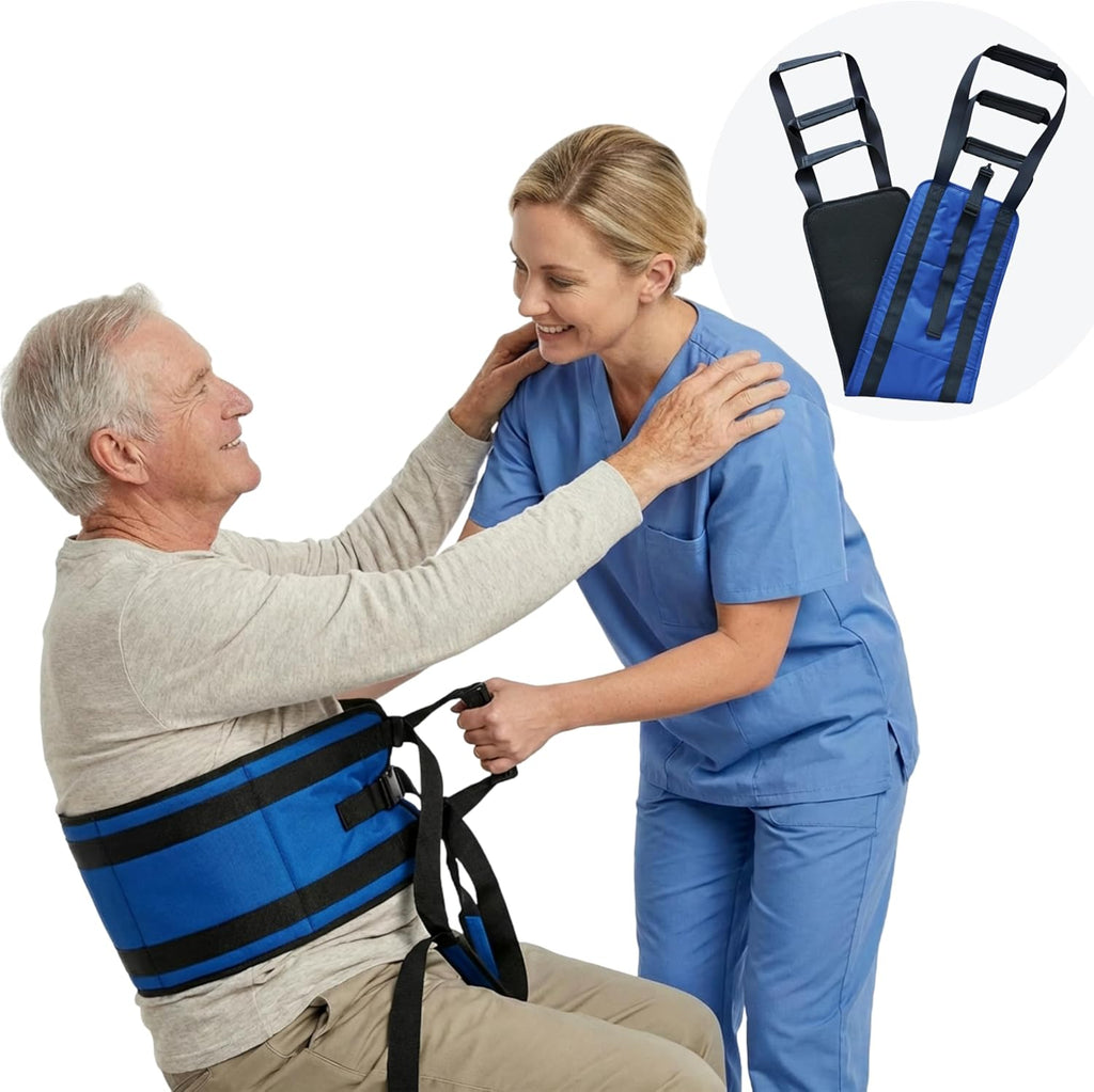 Transfer Sling, Upgraded with Metal Buckle, 6 Reinforced Straps with Hand Grips, Lift & Standing Aid for Caregivers