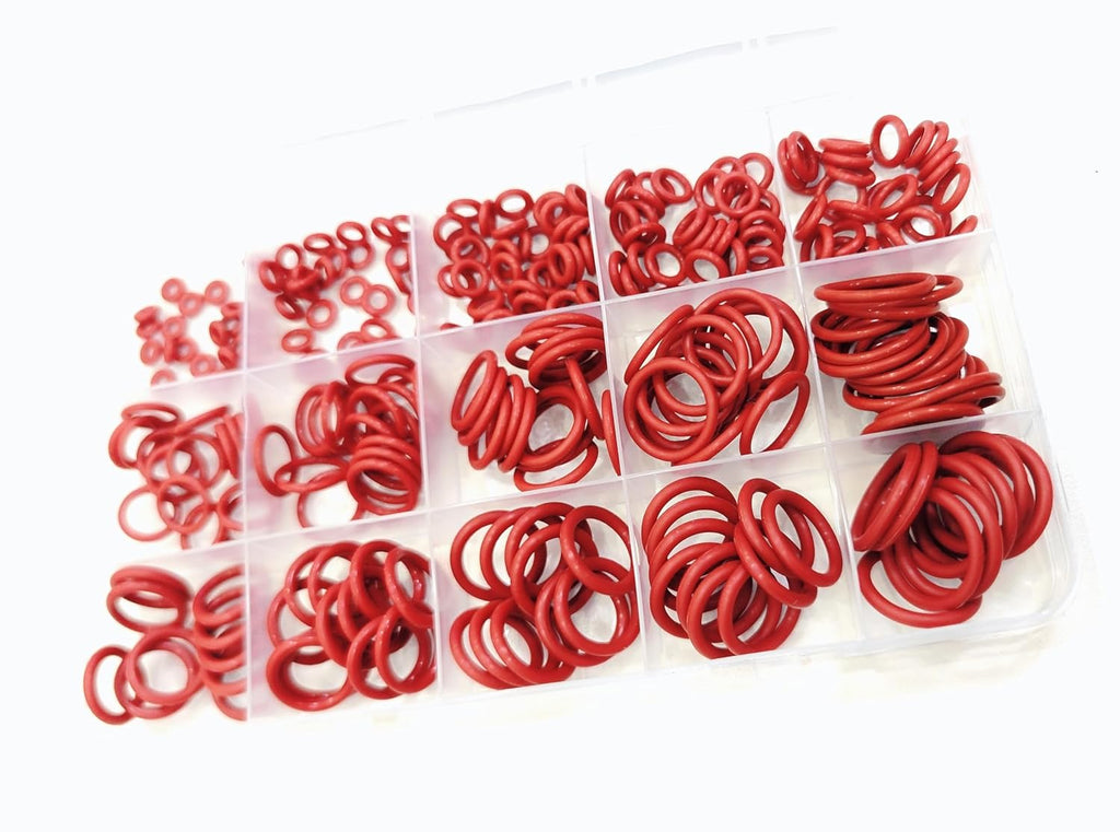 Silicone Rubber O-Ring Combination kit 225 Pieces (red)