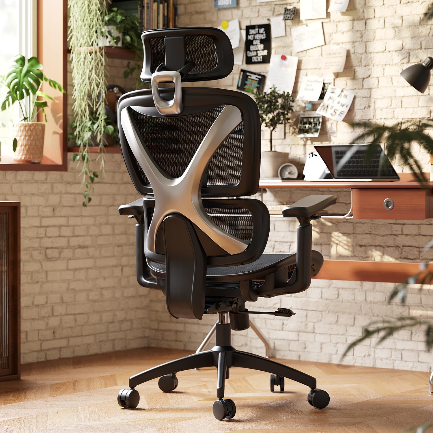 Ergonomic Office Chair, Big and Tall Mesh Chair with Lumbar Support, 3D armrest - 215° Rotation, Adjustable Headrest