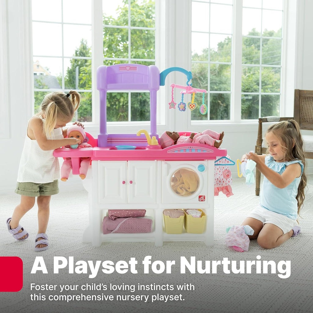Step2 Love & Care Deluxe Baby Doll Nursery Playset for Kids, Compact Changing Station & Crib, Made of Durable