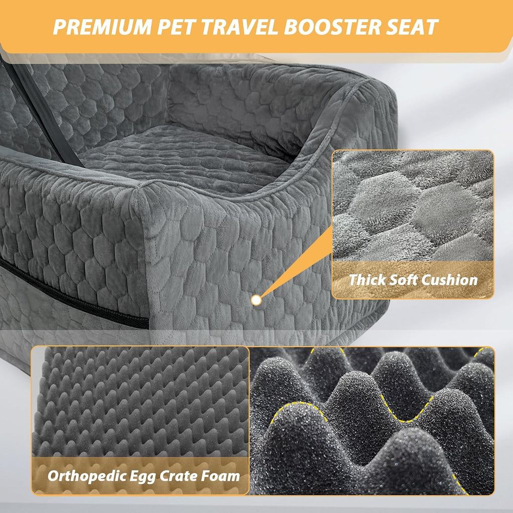 Dog Car Seat for Small/Medium Dogs, Memory Foam Dog Booster Seat, Travel Safety Per Car Seat with Washable Removable