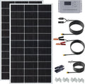 200 Watt 12Volt/24Volt Solar Panel Starter Kit | 2PCS 105W Monocrystalline Module 20A Charge Controller for RV