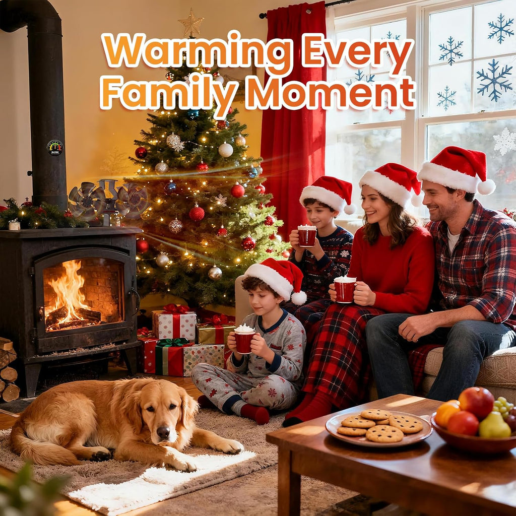 Wood Stove Fan Heat Powered Dual Motor | Non Electric Heat Activated Fan for Wood Burning Stove | Thermoelectric