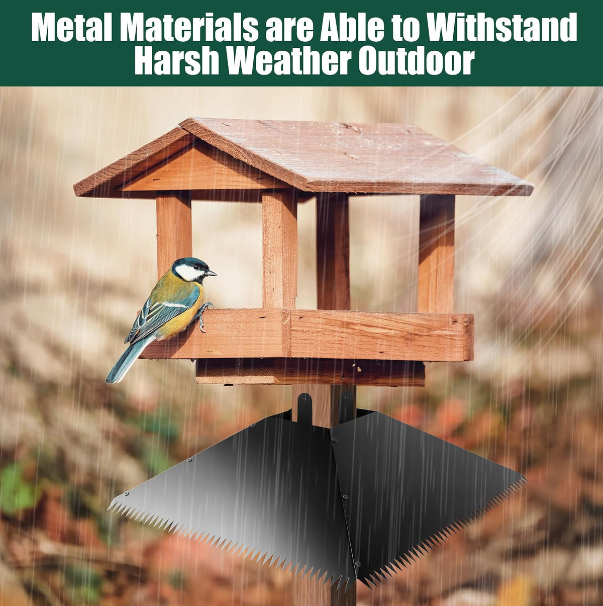 Metal Squirrel Baffle for 4x4 Post, 17 Inch Squirrel Guard for for Bird Feeder Poles, Wooden Pole Mount Squirrel