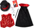 Melissa & Doug Magician Costume Role Play Set - Includes Hat, Cape, Wand, Magic Tricks