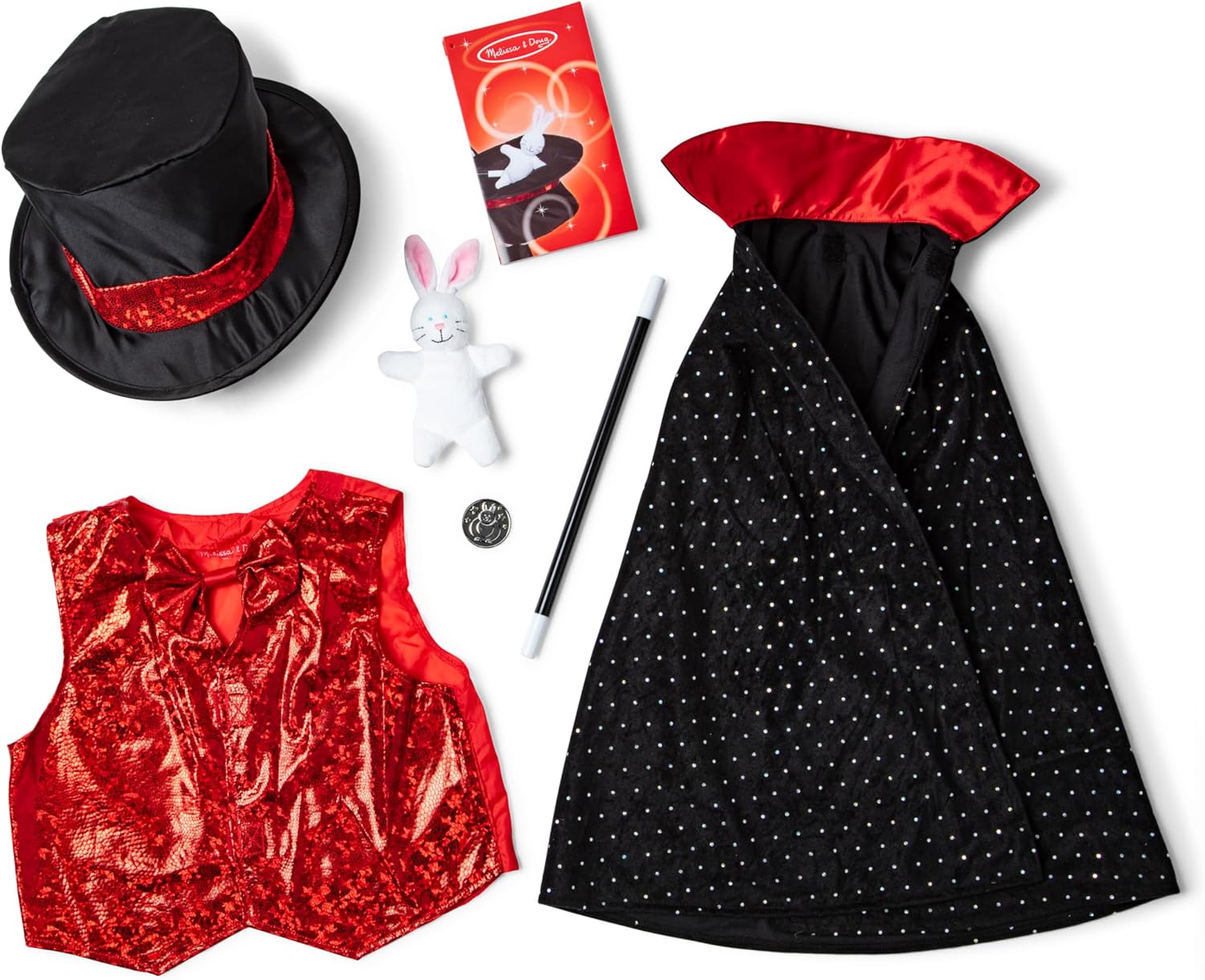 Melissa & Doug Magician Costume Role Play Set - Includes Hat, Cape, Wand, Magic Tricks