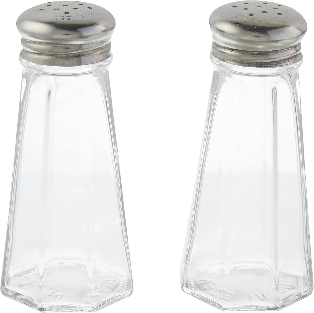 3 Ounce Stainless Steel Paneled Salt & Pepper Shaker, Clear