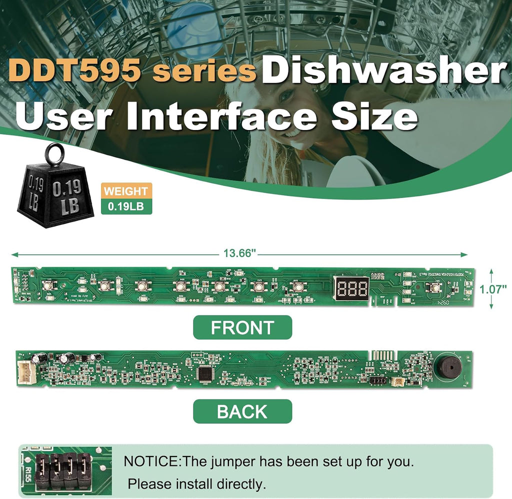 Dishwasher UI Board Compatible with GE DDT595 Series DDT595SGJ4WW