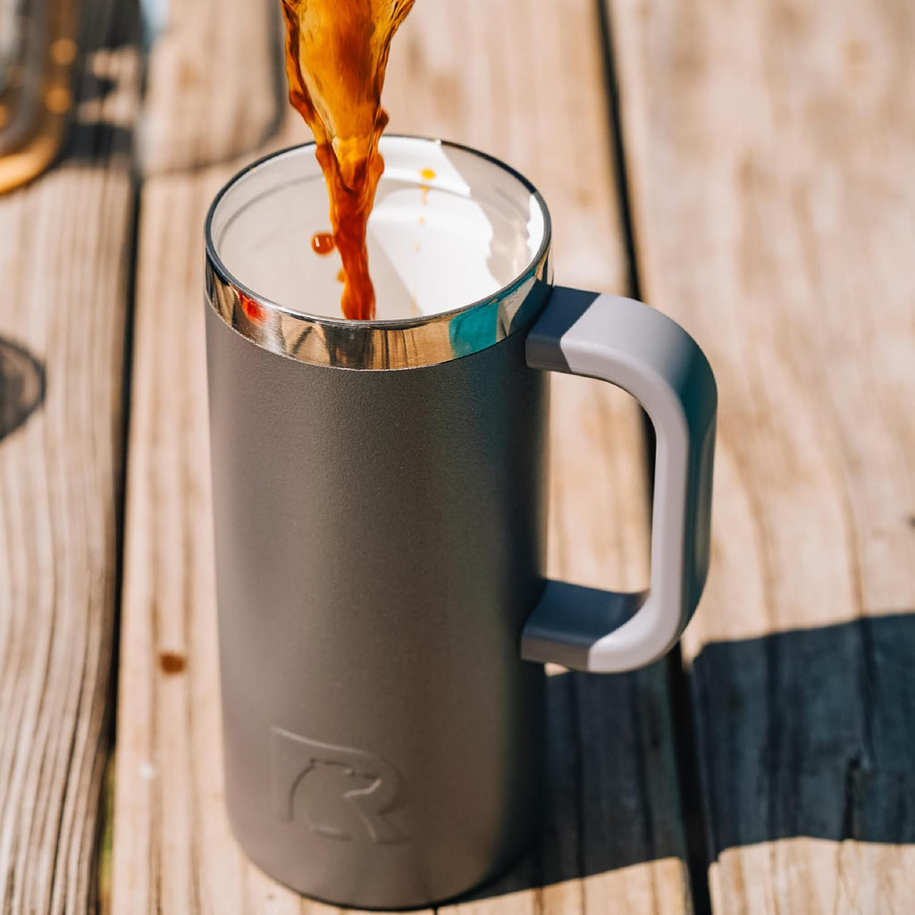 20oz Road Trip Travel Mug with Lid and Handle, Ceramic Lined, Insulated, Stainless Steel, Metal, Double Wall
