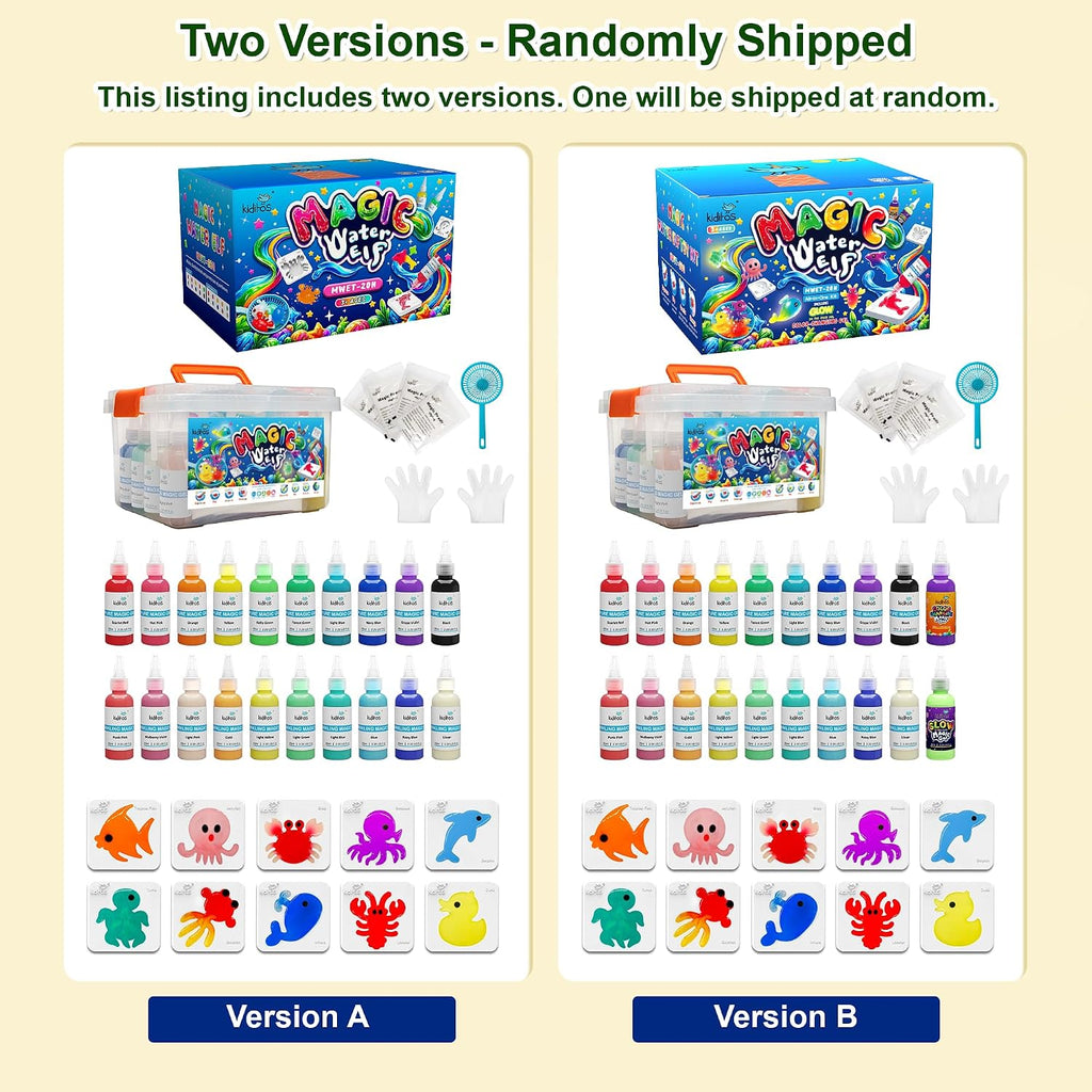 Magic Water Elf Toy Kit,Squishies for Kids, DIY Sensory Craft Kit | 20 Gels & 10 Molds, Glow in the Dark & Color