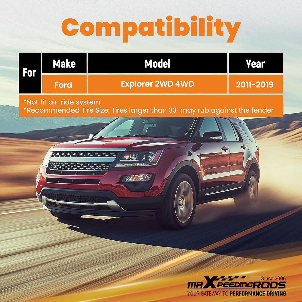 maXpeedingrods 2.5" Front & 1.25" Rear Lift Kit for Ford Explorer 2011-2019