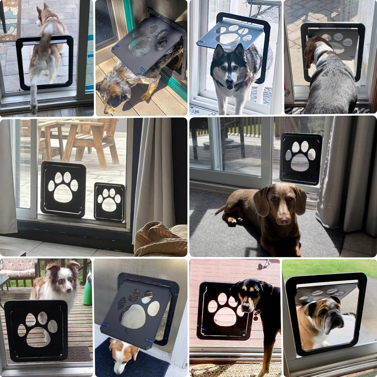 Large Dog Door for Screen Door, Easy Install Lockable Pet Screen Door for Sliding Door, Doggy Screen Door, Gray