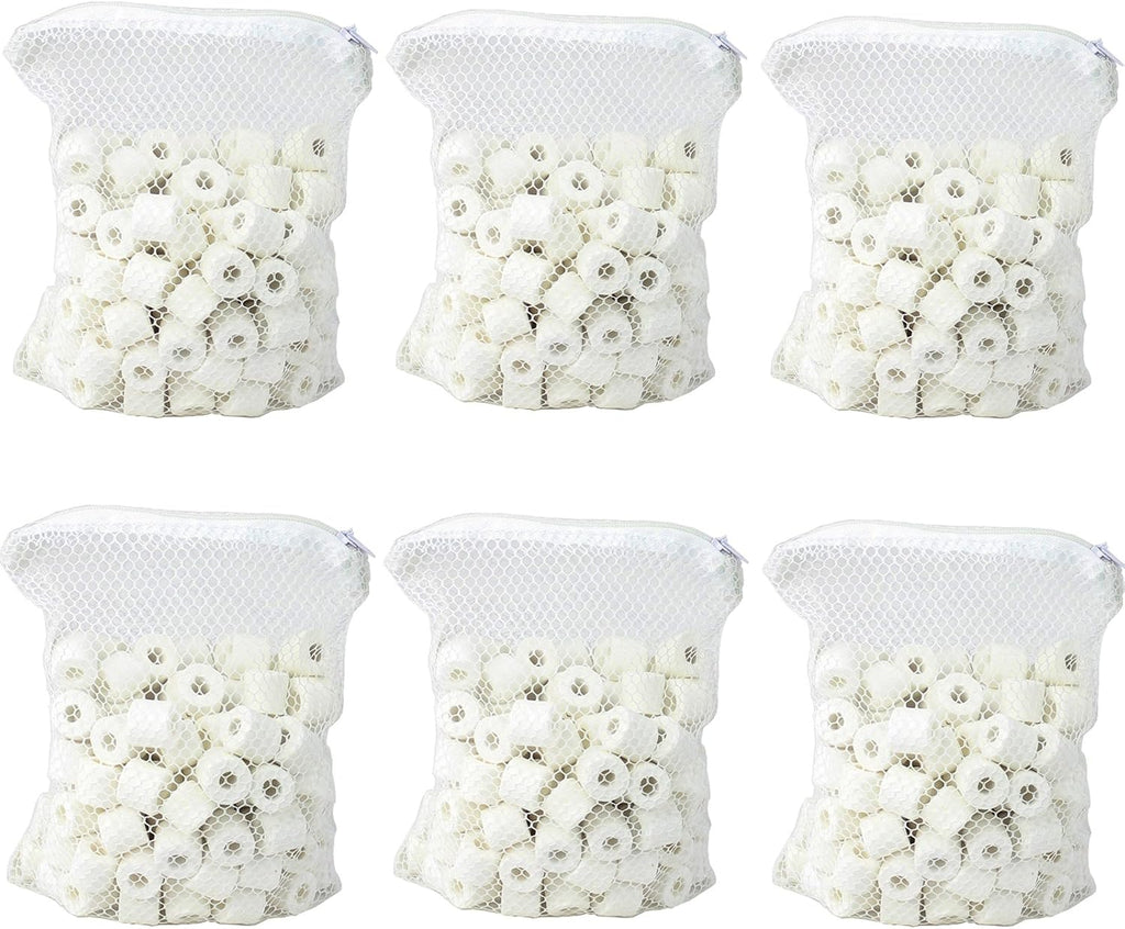 Bio Ceramic Rings 6 lbs Aquarium Sump Filter Media Fish Tank Koi Pond Canister Filter Media in 6 Free Mesh Bags