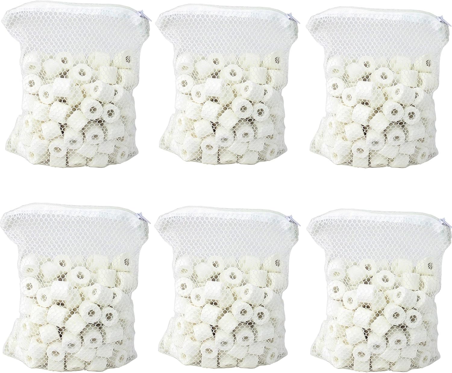 Bio Ceramic Rings 6 lbs Aquarium Sump Filter Media Fish Tank Koi Pond Canister Filter Media in 6 Free Mesh Bags