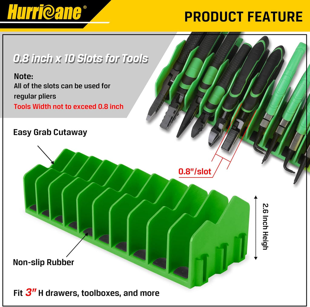 Plier Organizer Rack, 10-Slot Pliers Rack with Non-Slip Rubber Base, Tool Organizer, Tool Drawer Toolbox Storage