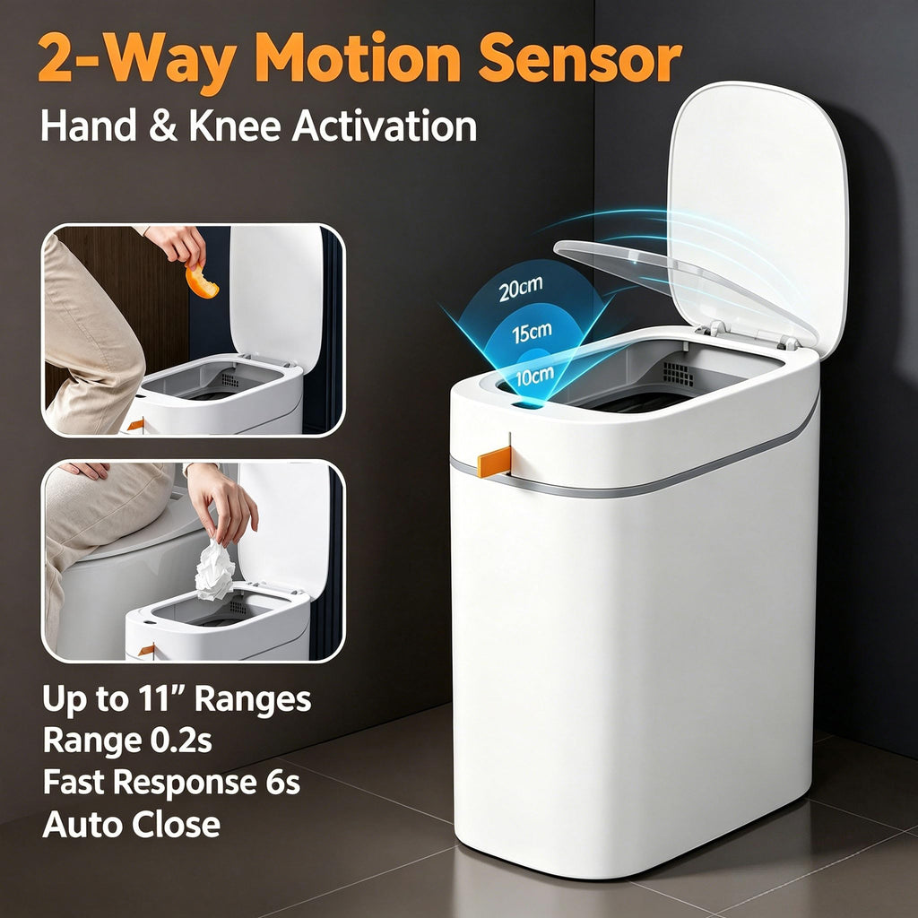 Automatic Bathroom Trash Can with Lid, 3.5 Gallon Motion Sensor Trash Can