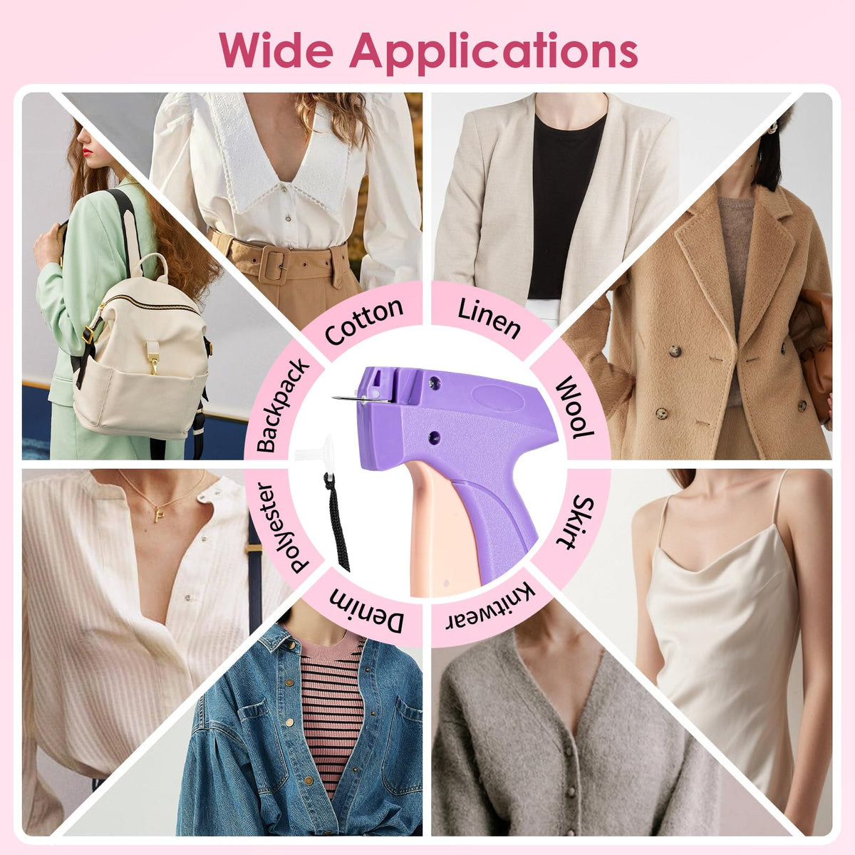 Stitch Gun for Clothes,Retail Tagging Gun for Clothing,Includes 6 Mini Needle,5000 Pcs Micro Fasteners(2500 White &