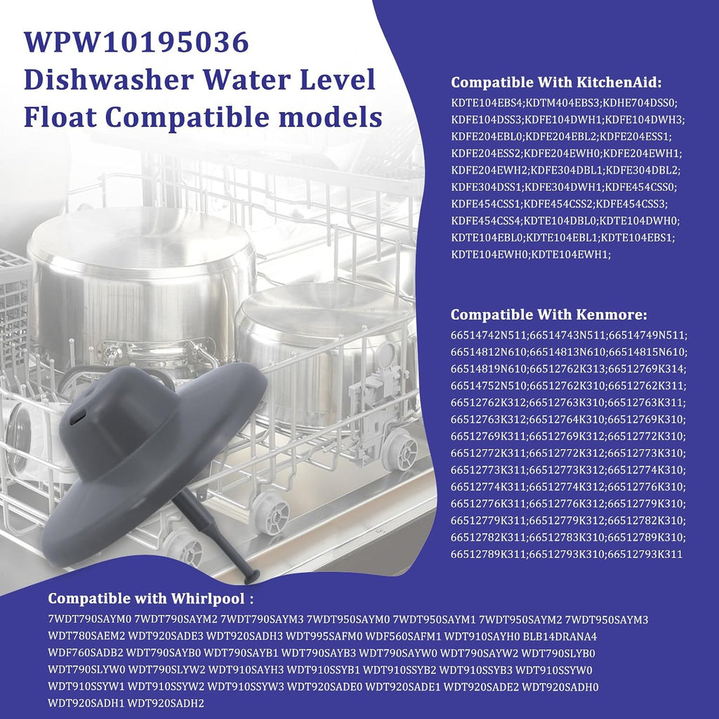 WPW10195036 Dishwasher Water Level Float Replacement for Whirlpool Kenmore