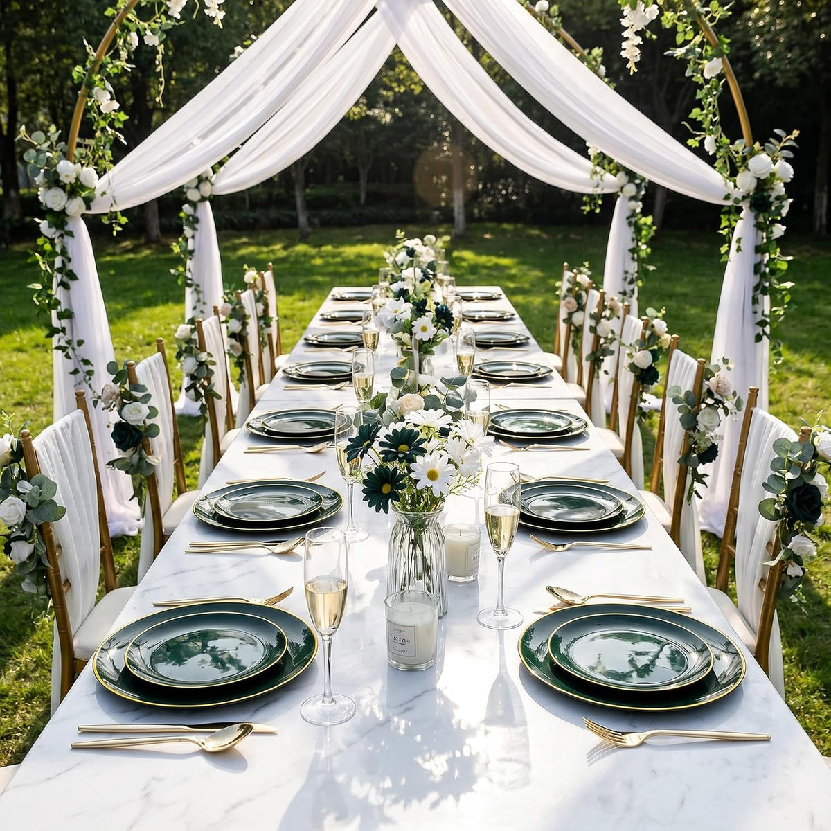 150Pcs Green Plastic Plates,Premium Disposable Plates for Wedding